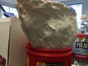 Students worked with plaster to make skull models, which were later smashed and studied.