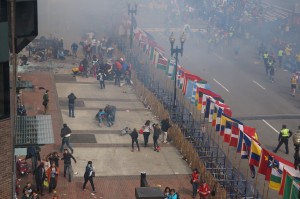 The aftermath of the Boston Marathon bombing, in which three were killed and more than 250 were injured.