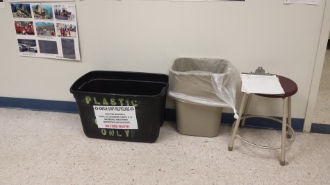 Even new labels attached to recycling bins have not cleared up rumors that the school fails to recycle.