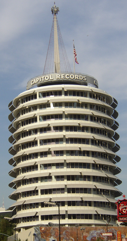 The Capitol Records building is iconic in Los Angeles--and a symbol of mainstream control of the music industry.