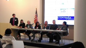 AMSA teacher Padmaja Bandaru, far right, participated in a panel discussion.