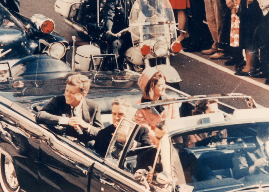 President Kennedy riding through Dallas moments before he was assassinated on Nov. 22, 1963.