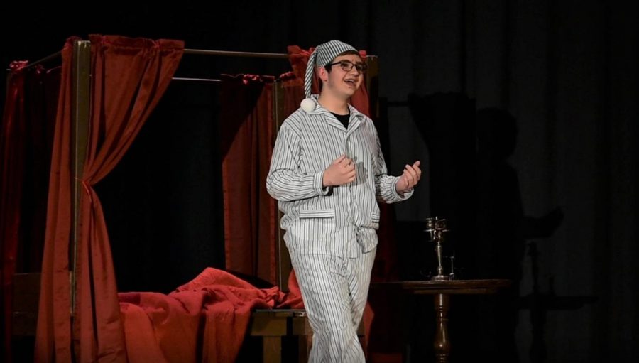 Freshman John Devereaux impressed as Ebenezer Scrooge.