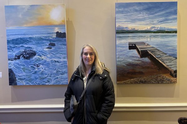 AMSA art teacher Darcy Cloutman recently had 10 paintings on display at the Hanover Theater in Worcester.